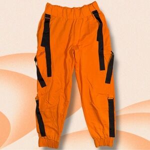 ASOS Bright Orange Utility Cargo Jogger Sweatpants w/ Black Hanging Straps